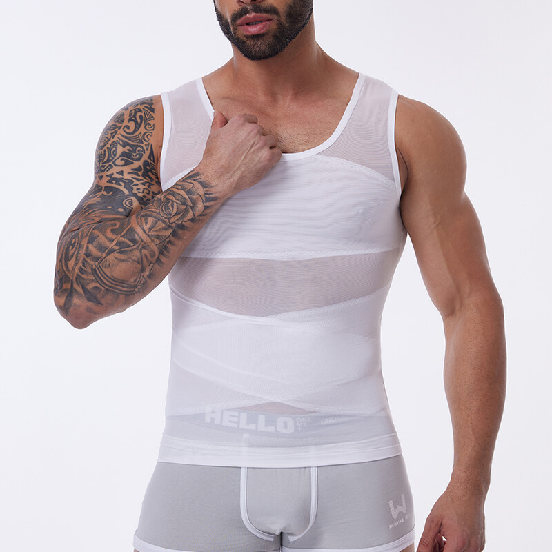 Men Abdomen Compression T-Shirt Slimming Body Shaper Posture Corrector Vest Tops