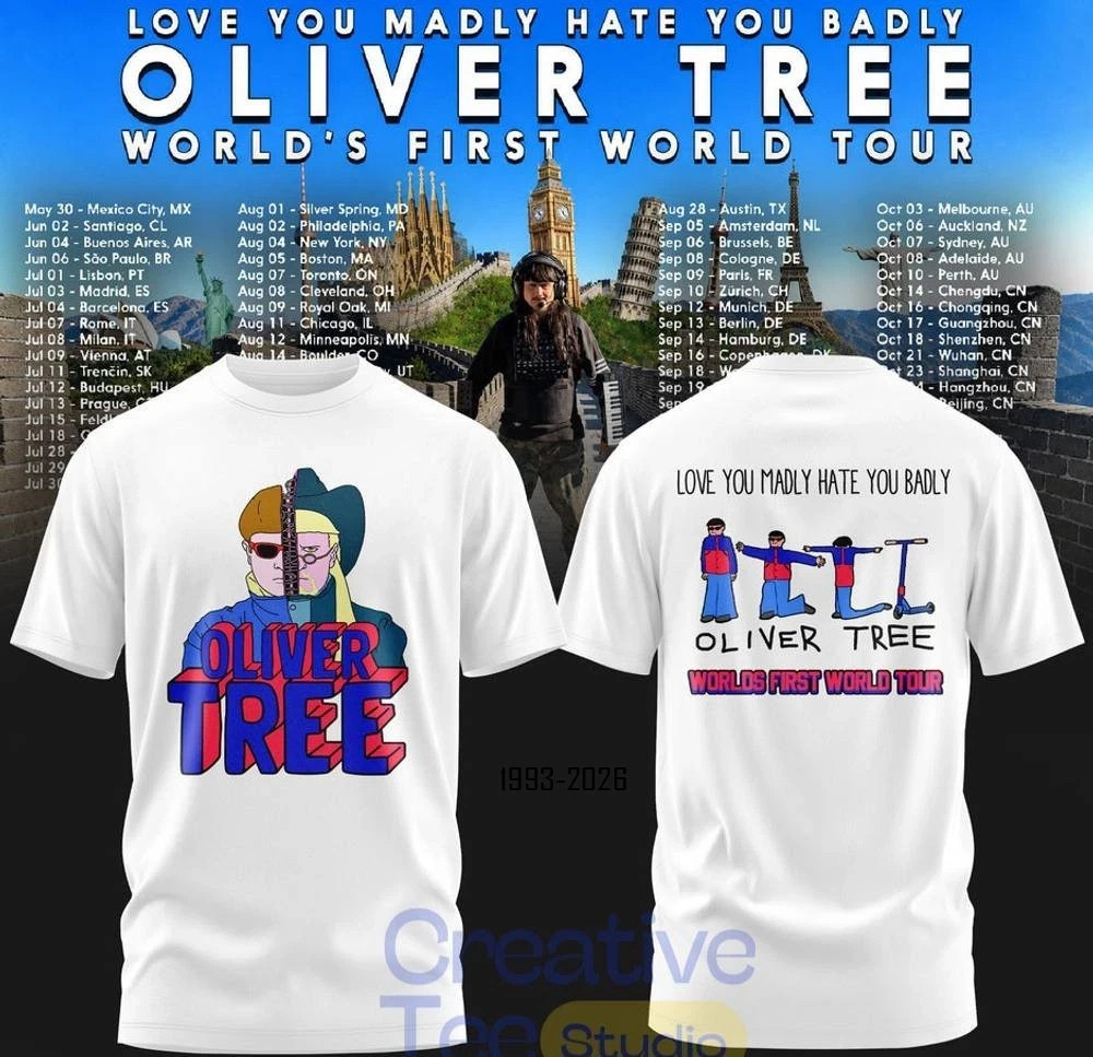 Oliver Tree Shirt Love You Madly Hate You Badly World Tour 2026 Gift For Fans