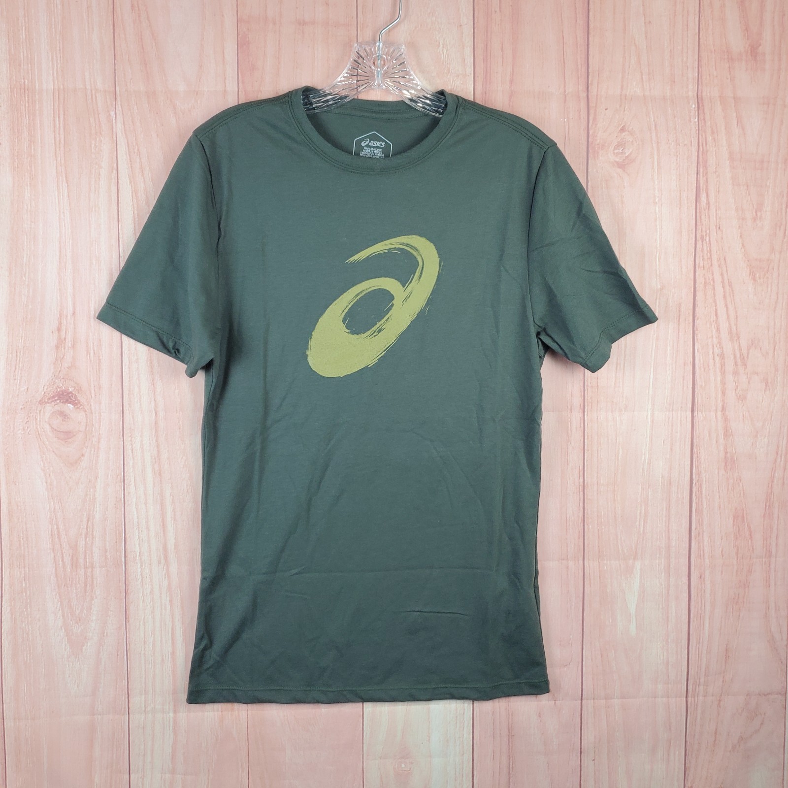 Asics Paintbrush T-Shirt Men’s XS Green Cotton Graphic Short Sleeve Pullover