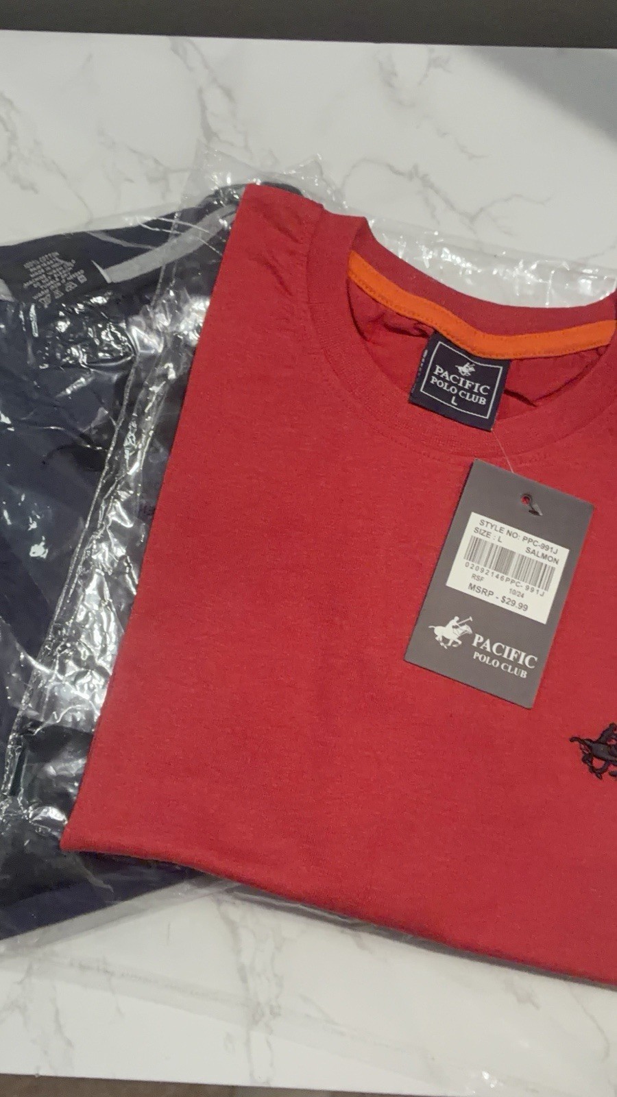 Pacific Polo Club Men’s Red Solid Logo Crew Neck Short Sleeve T-Shirt L