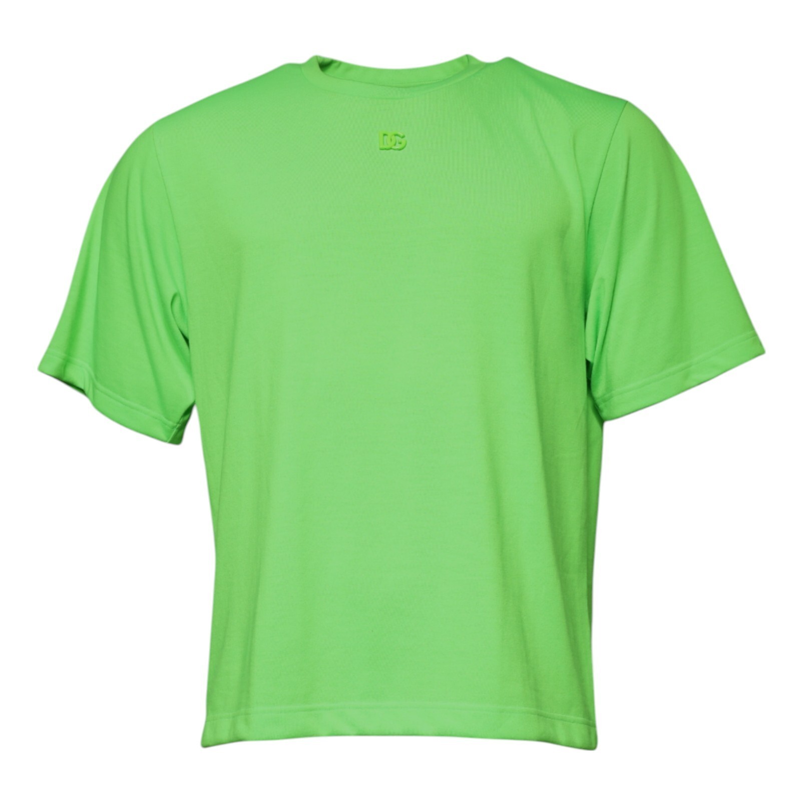 DOLCE & GABBANA T-shirt Green Logo Polyester Crew Neck Men IT48/US38/M 600usd