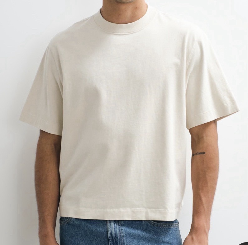 Abercrombie & Fitch Soft A&F Collection Cropped Heavyweight Tee Beige Medium