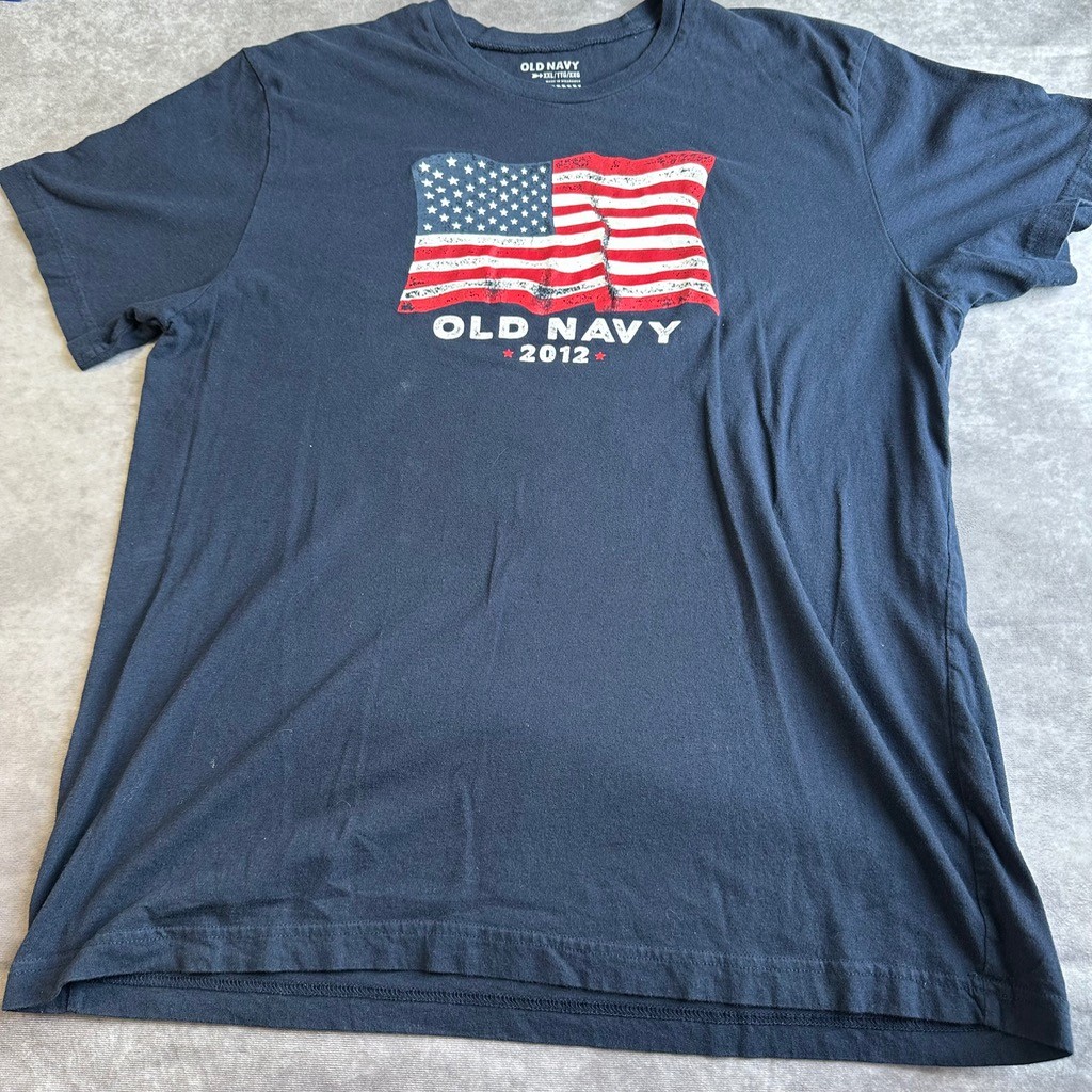 Old Navy 2012 American Flag T-Shirt Mens XXL Navy Blue USA Graphic Tee