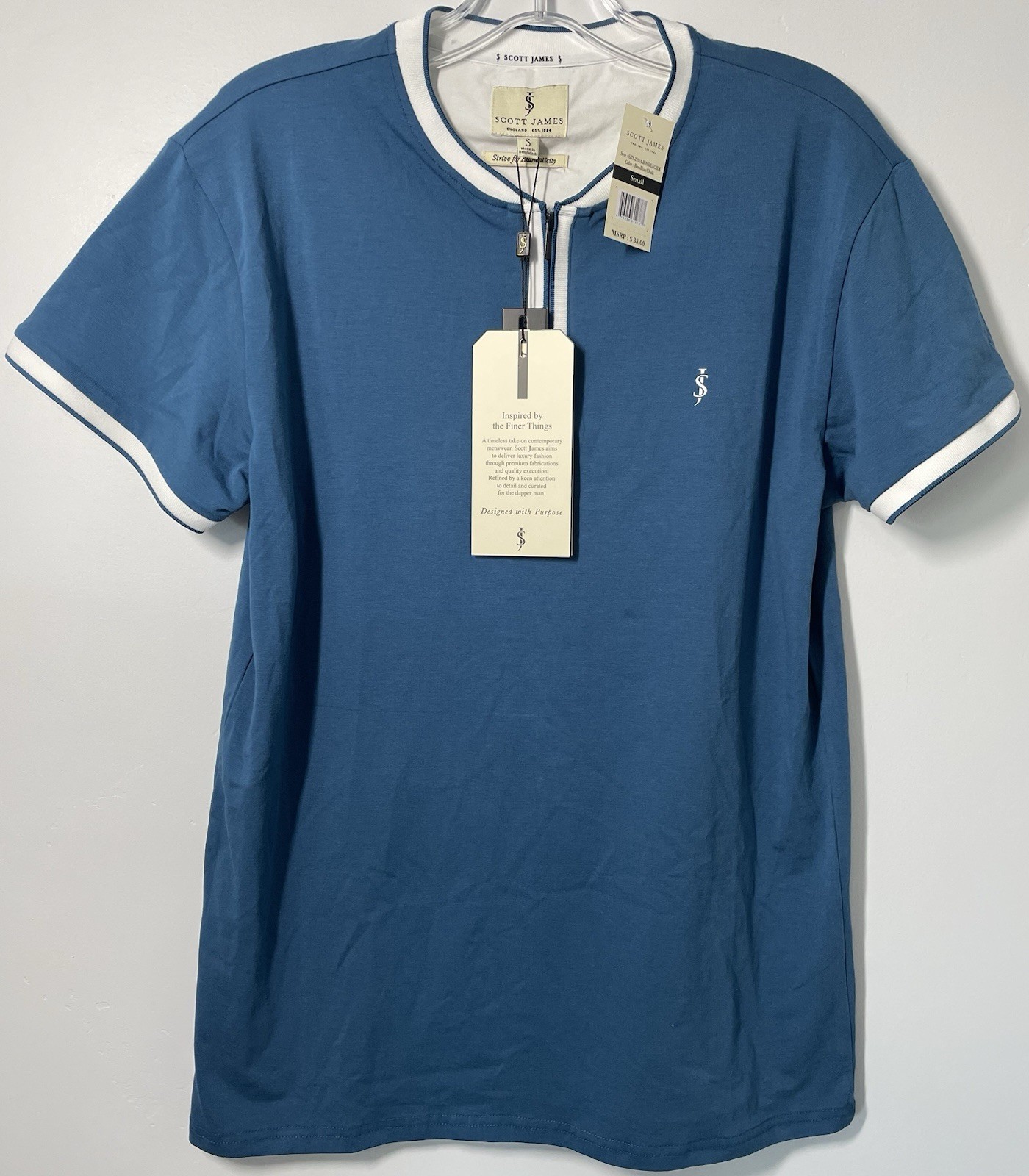 Scott James 1/4 Zip Henley SS T-Shirt Men’s S BossBlue/Chalk SJTS-21014