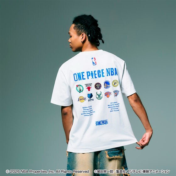 ONE PIECE × NBA T-Shirts Group Art BLACK、White