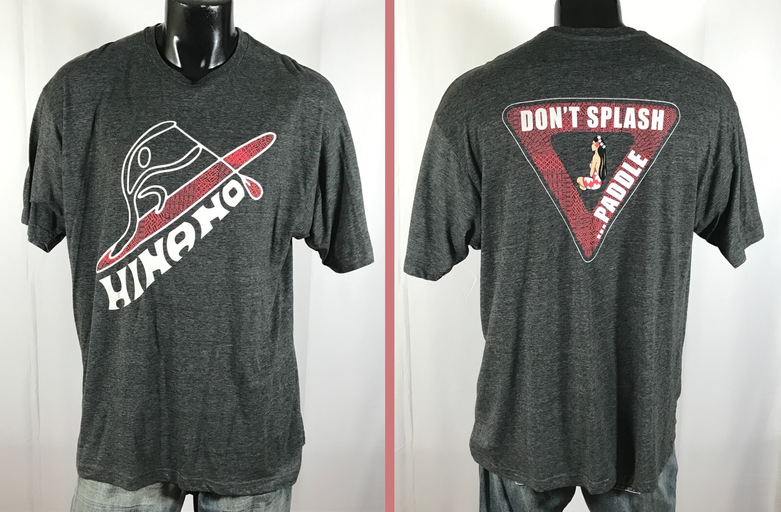 HINANO Tahiti SHIRT 2XL Dont Splash.. Paddle Gray 2-Sided RARE