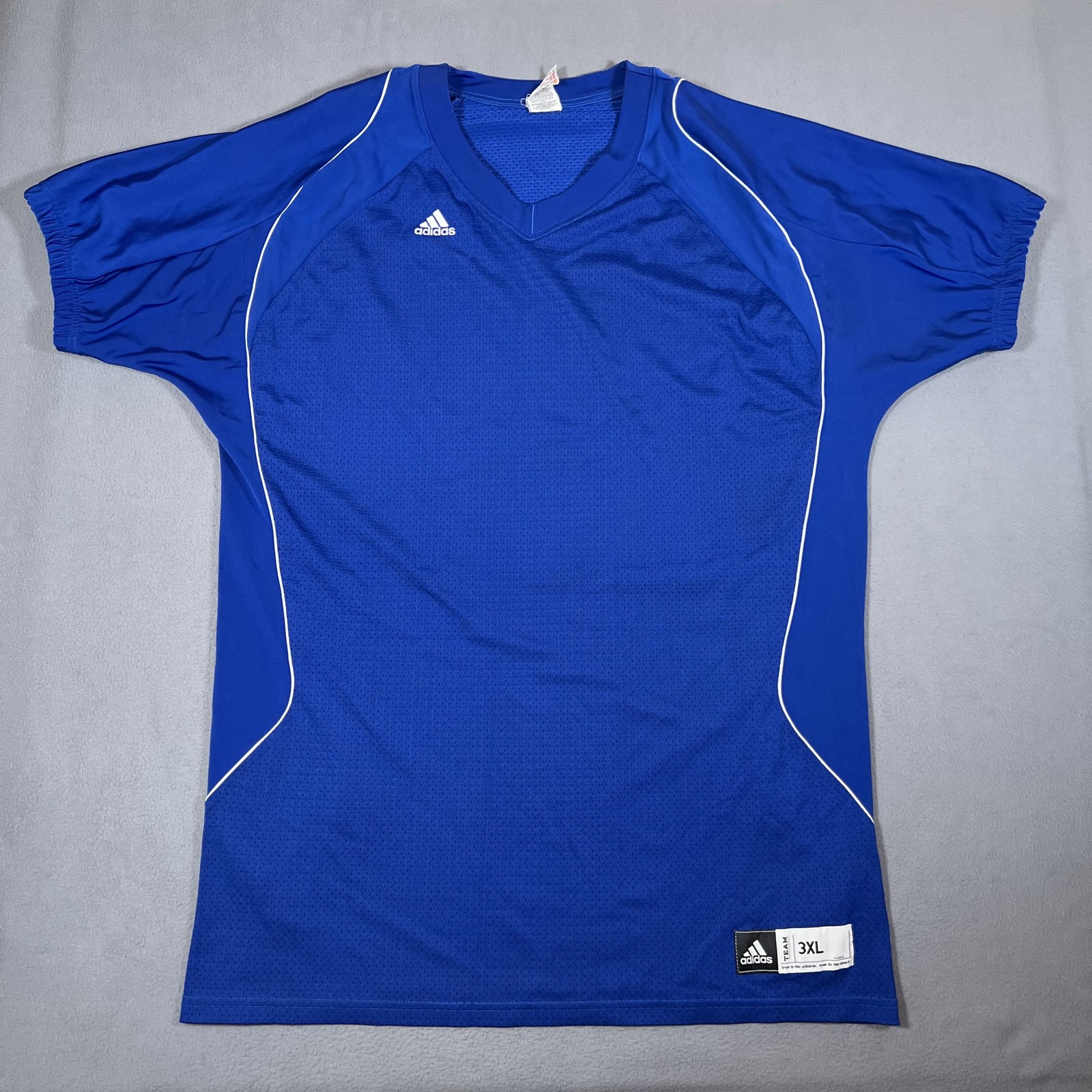 Adidas V-Neck Jersey T-Shirt Men’s Blue 3XL Practice Tee Team Nylon Sports