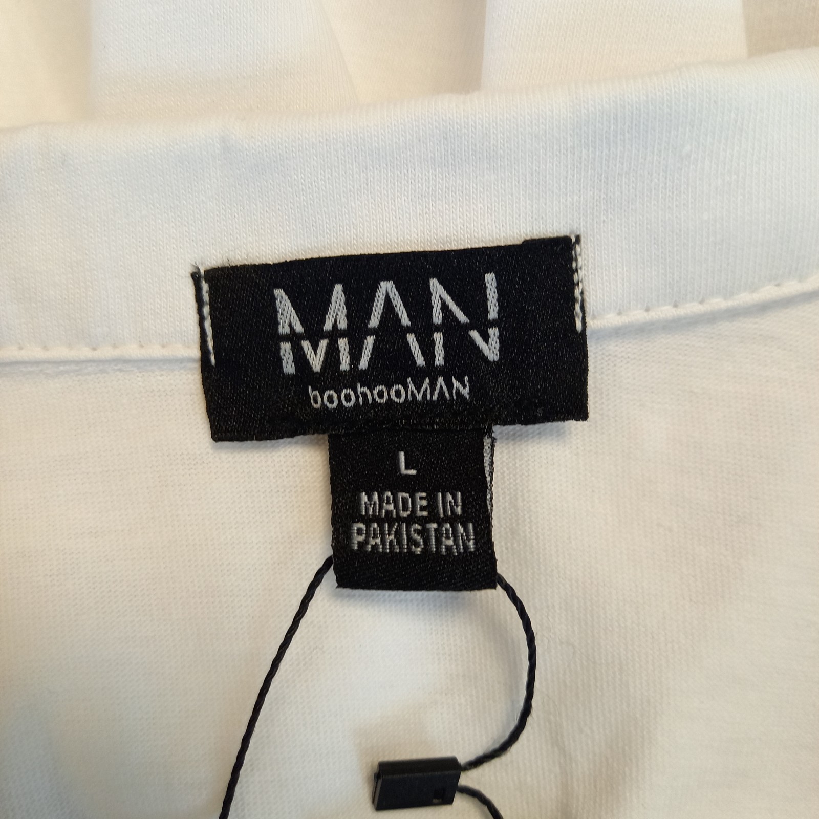 Boohoo Man White Slim Zip Polo Shirt NEW Black Dragon ? Print Large 100% Cotton