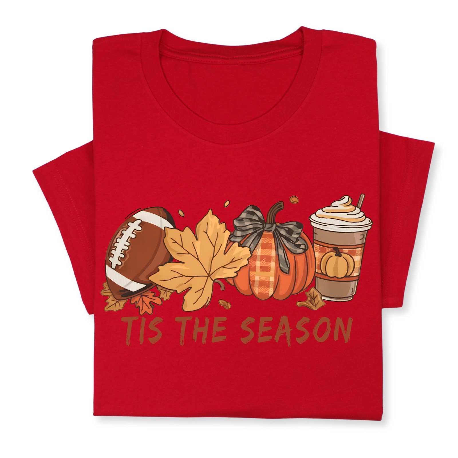 Tis the Season Fall T-Shirt, Pumpkin Spice & Football Autumn Tee