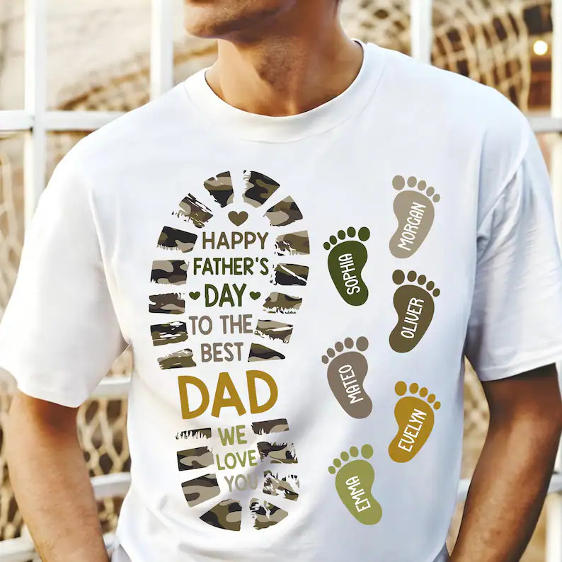 Personalized Dad Camo Footprint Gidan Tee