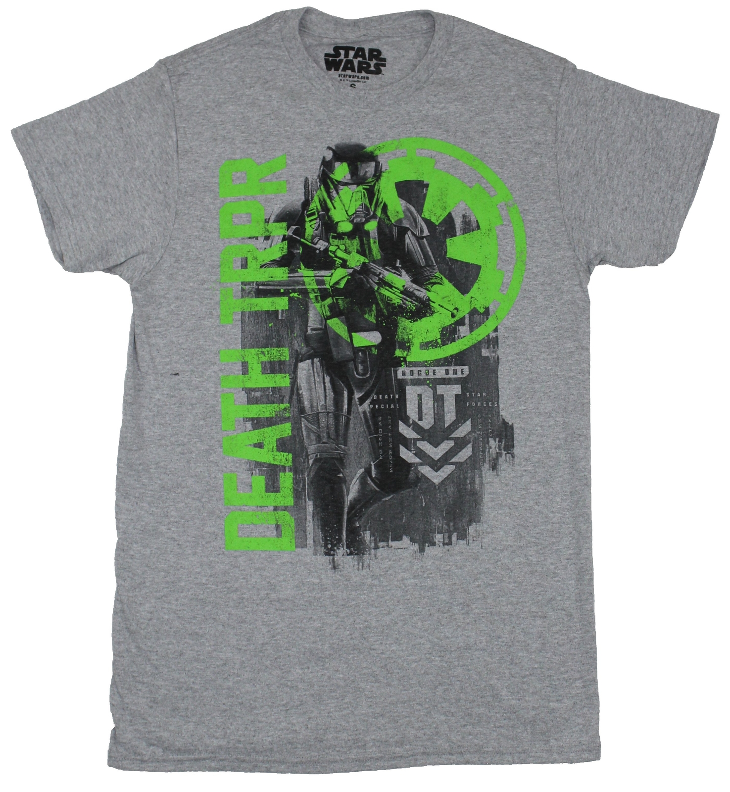 Star Wars Rogue One Mens T-Shirt – Death Trooper Sketched With Green Neon
