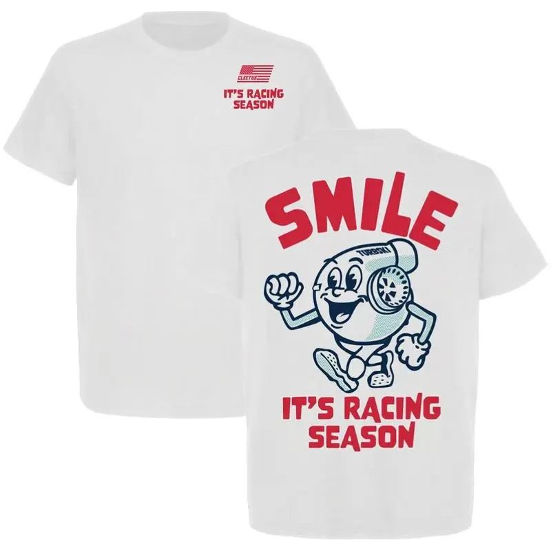 Cleetus Smile It’s Racing Season T-Shirt, Perfect for Turbo Enthusiasts
