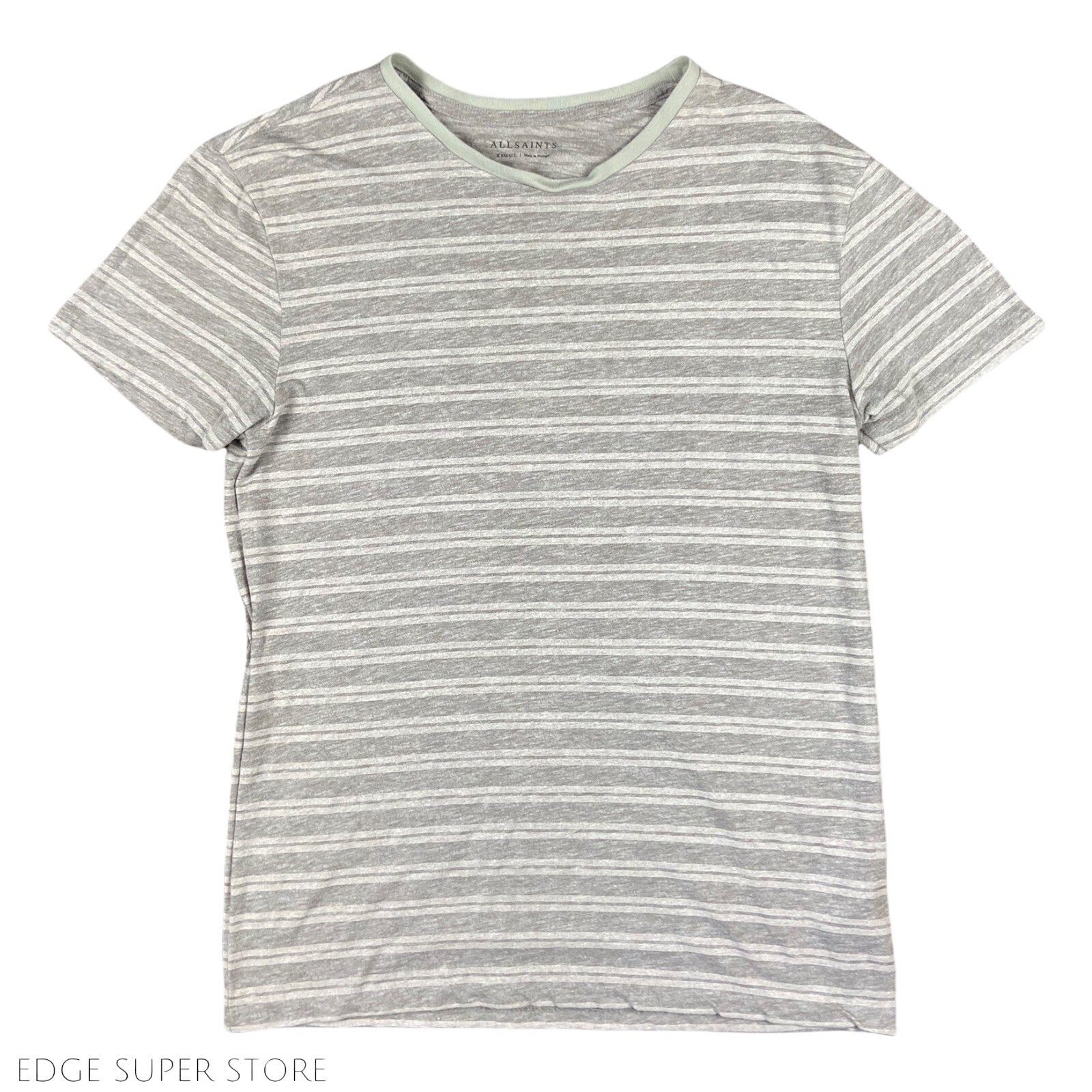 All Saints Light Beige Brown Striped Scoop Neck Short Sleeve TShirt Size XSmall