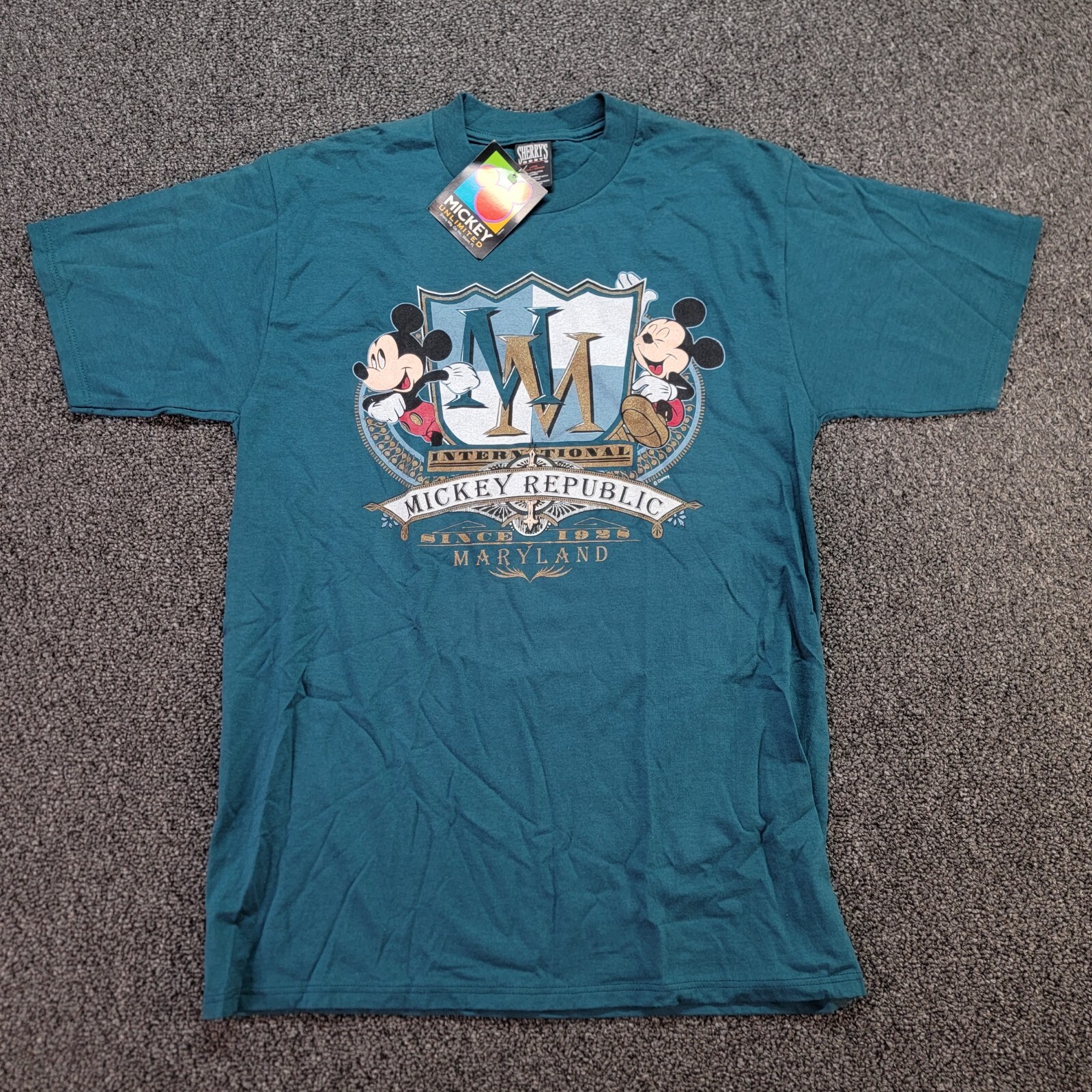 Vintage Mickey Unlimited Shirt Men Large Green Disney International Made USA 90s