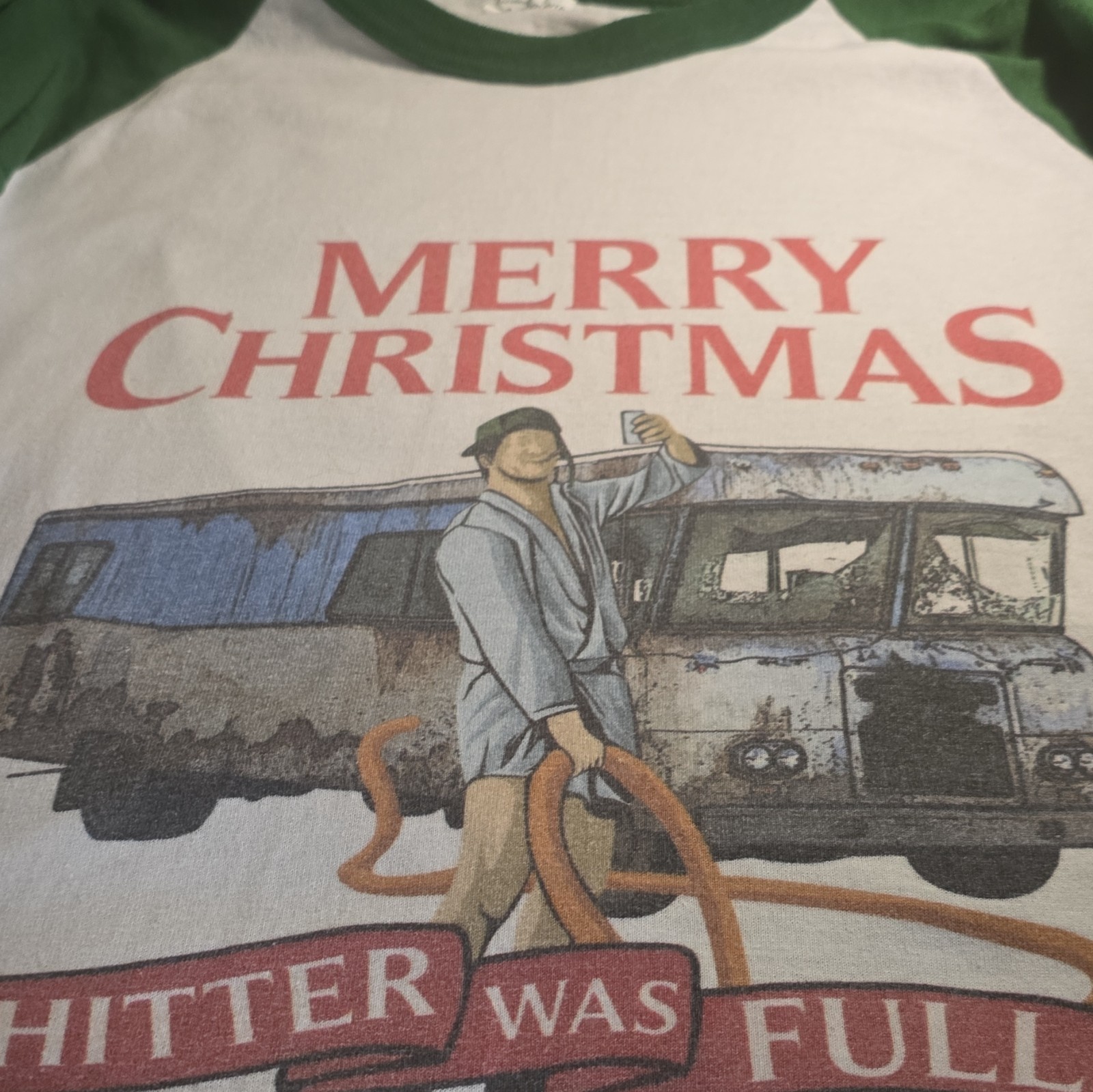 Augusta Sportswear Merry Christmas Graphic Ringer T-Shirt White/Green XL