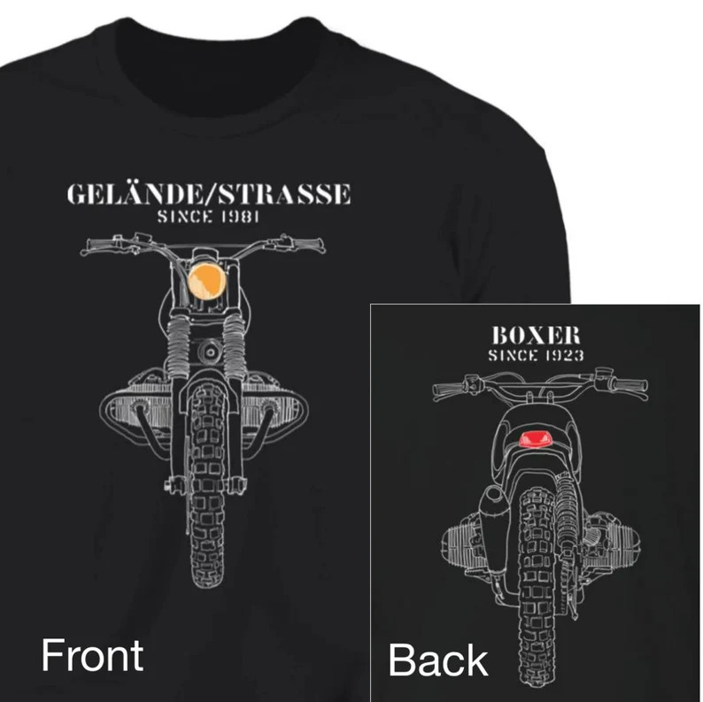 Classic BMW Airhead, Boxer Engine, Hand-sketched, 2 art designs, on 2-sided prin