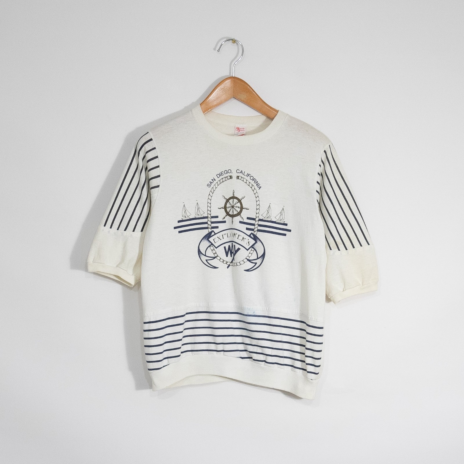 Vintage 90s San Diego Sailing T Shirt Mens Large – Striped Nautical Distressed