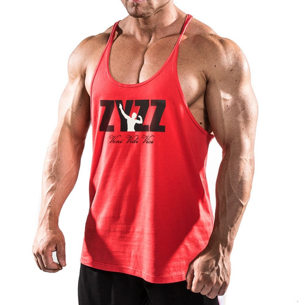 Men’s Stringer Bodybuilding Workout Gym Tank Tops Y Back Cotton Blue M