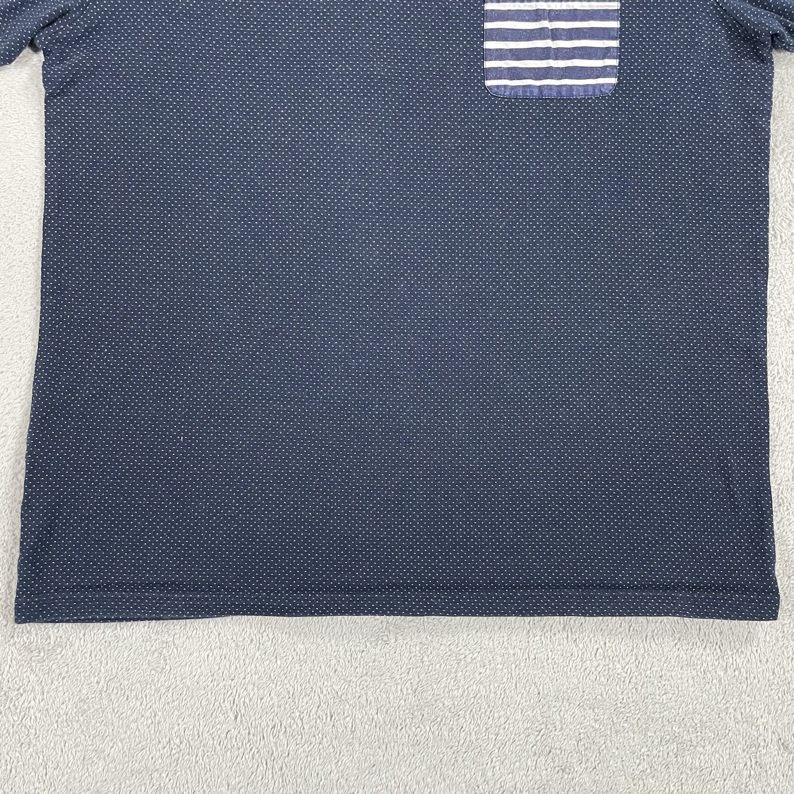 Fred Perry Shirt Mens Large Blue Polka Dots Pocket Cotton Casual Stretch