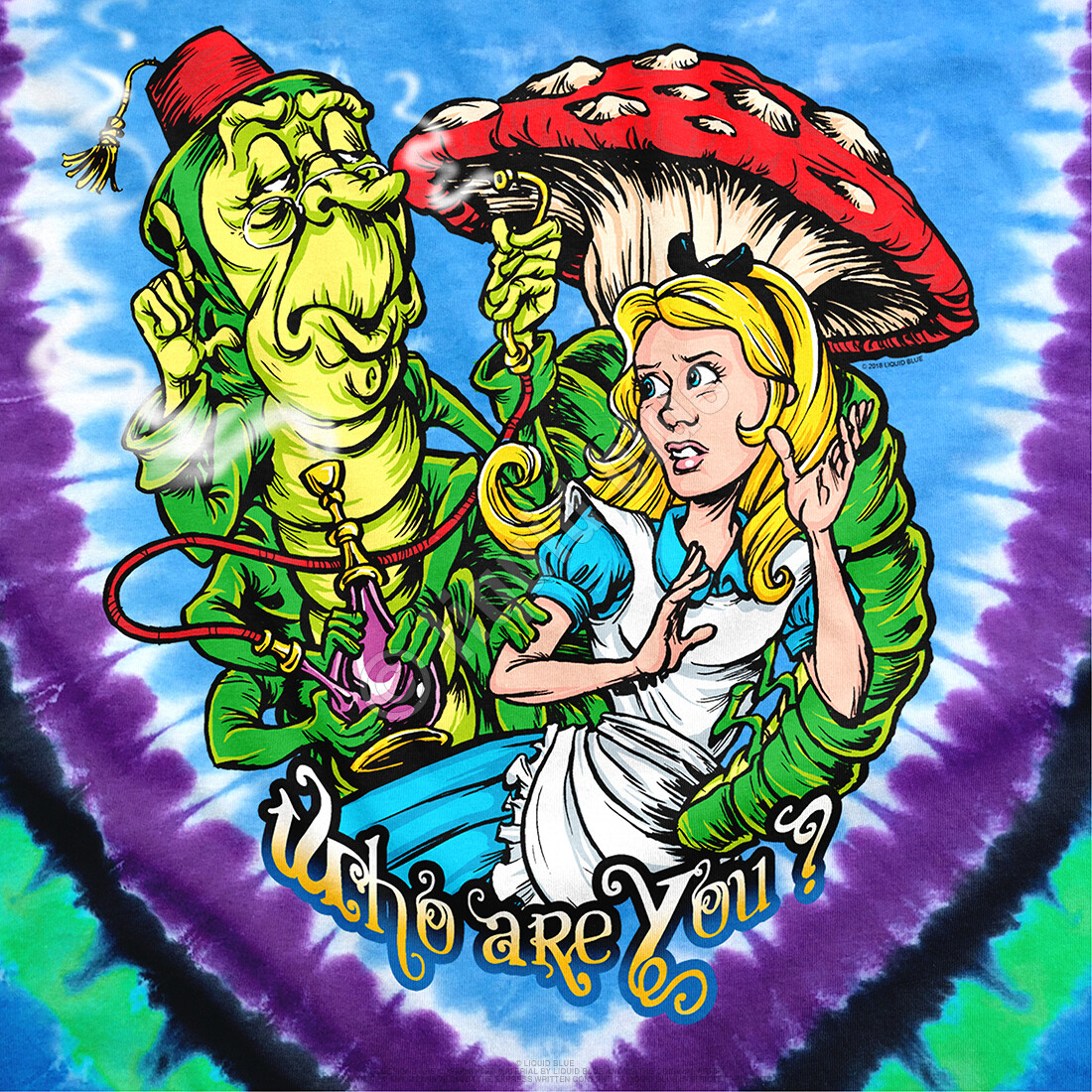 DON’T YOU KNOW-MAD HATTER-ALICE-2 SIDD TIE DYE T-SHIRT- S-M-L-XL-2X Cheshire Cat