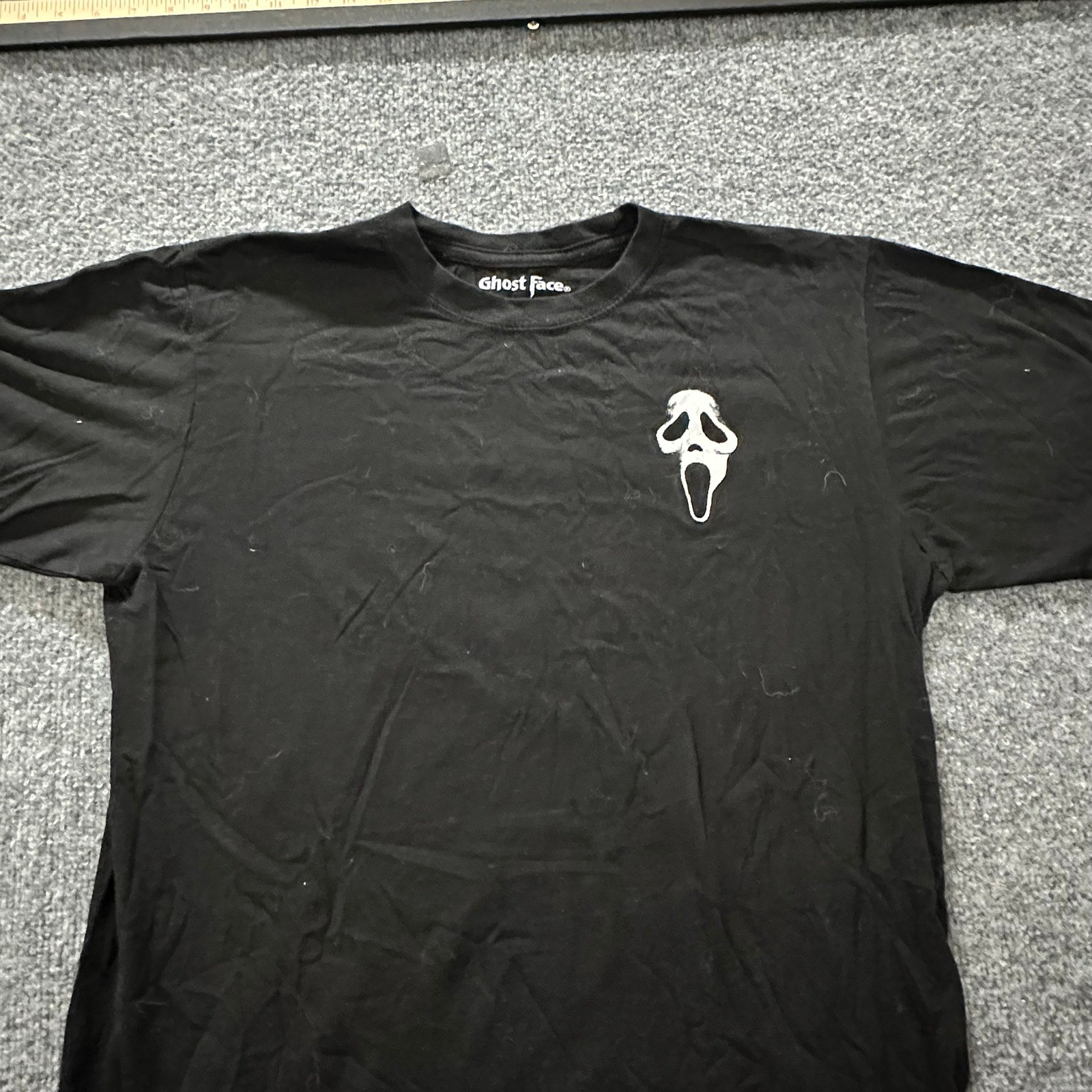 Ghost Face T-Shirt Mens Size L Black Slasher Racing Graphic Horror Movie Scream