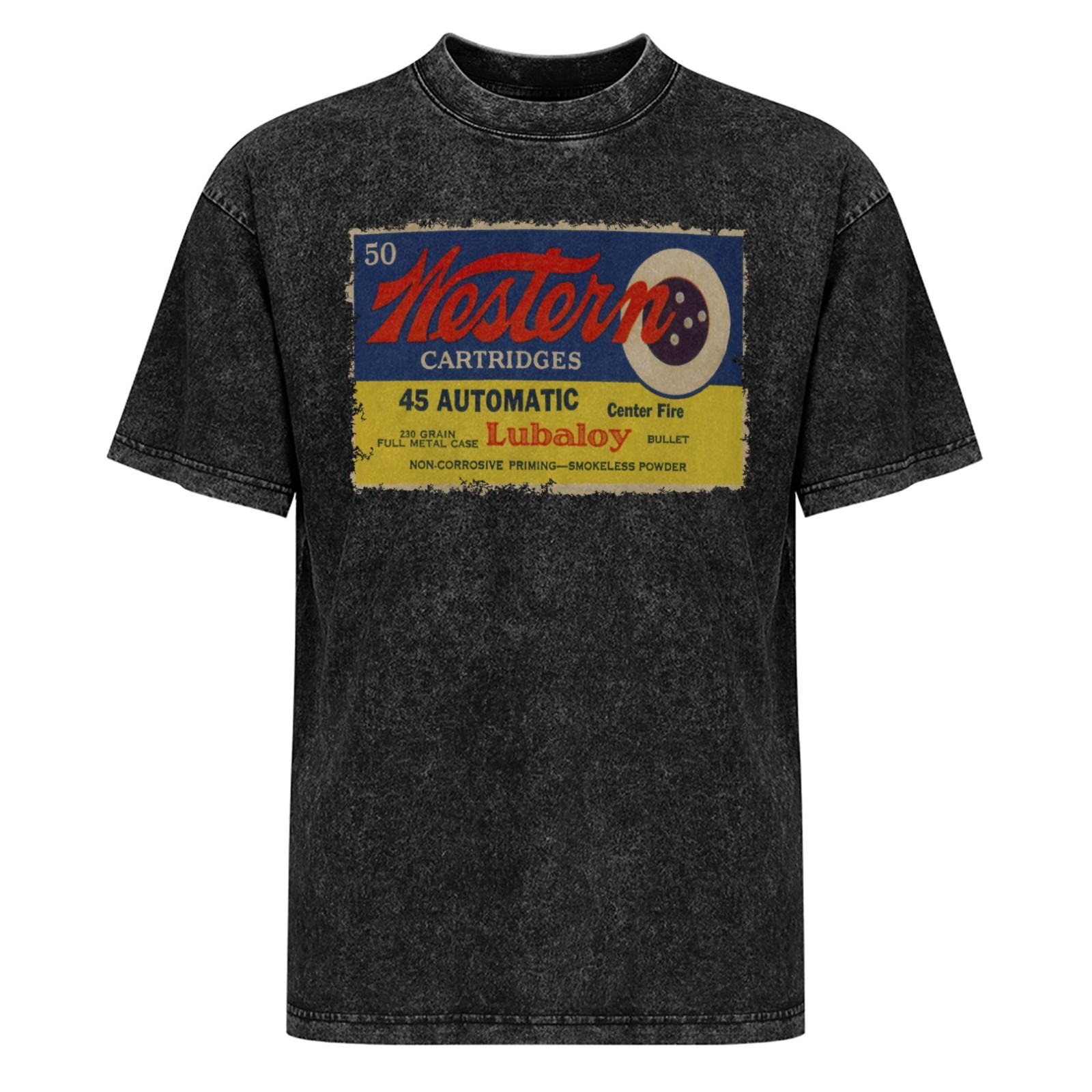 Western Cartridges 45 Automatic Ammo Box Vintage Styl T-Shirt Mineral Wash Black