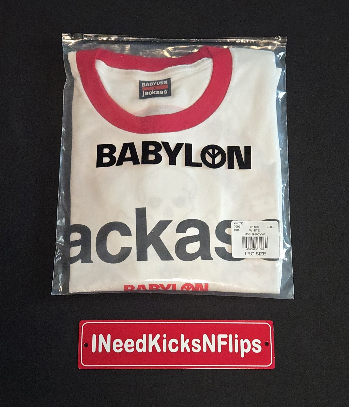 Babylon x Jackass Knoxville Ringer Tee | Size LARGE | 25th Anniversary T-shirt