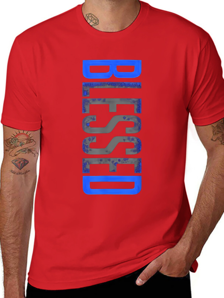 Men’s Plus Size Casual Crew Neck T-Shirt – Geometric-Pattern, Smooth Cotton