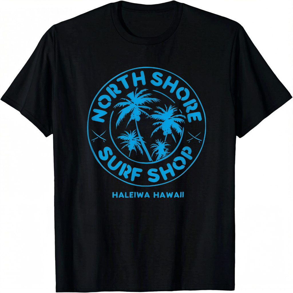 Retro Hawaiian Surf Beach Graphic Men’s T-Shirt Waikiki North Shore Style Tee