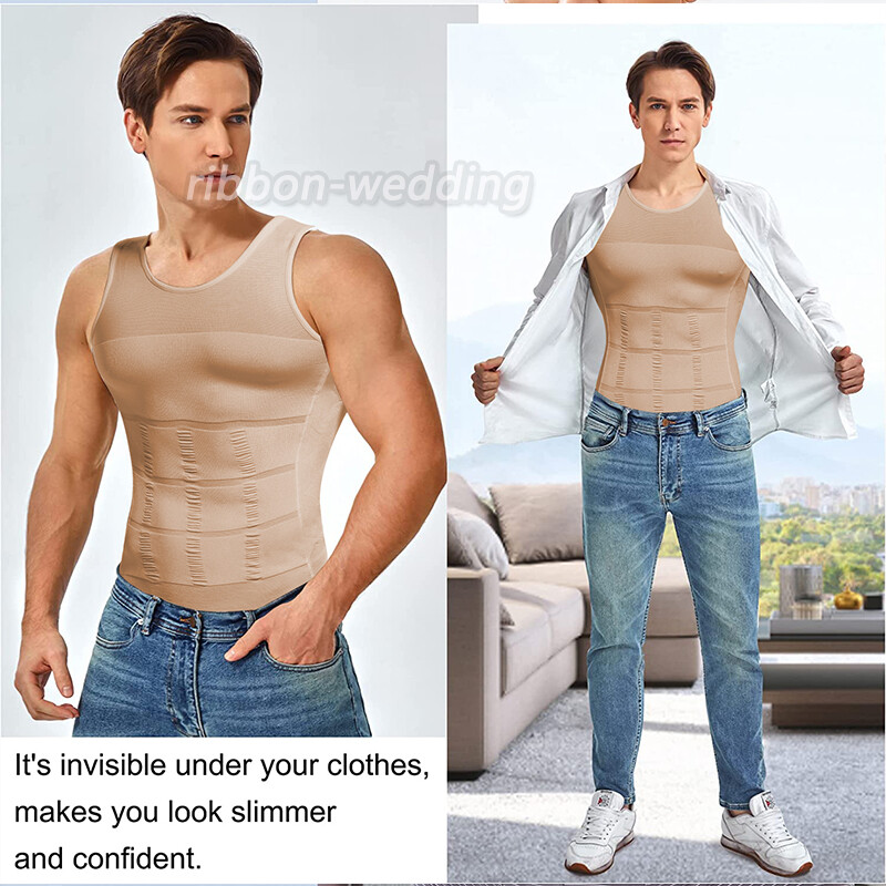 Gynecomastia Compression Shirts for Men White Tank Top Fajas Hombres Body Shaper