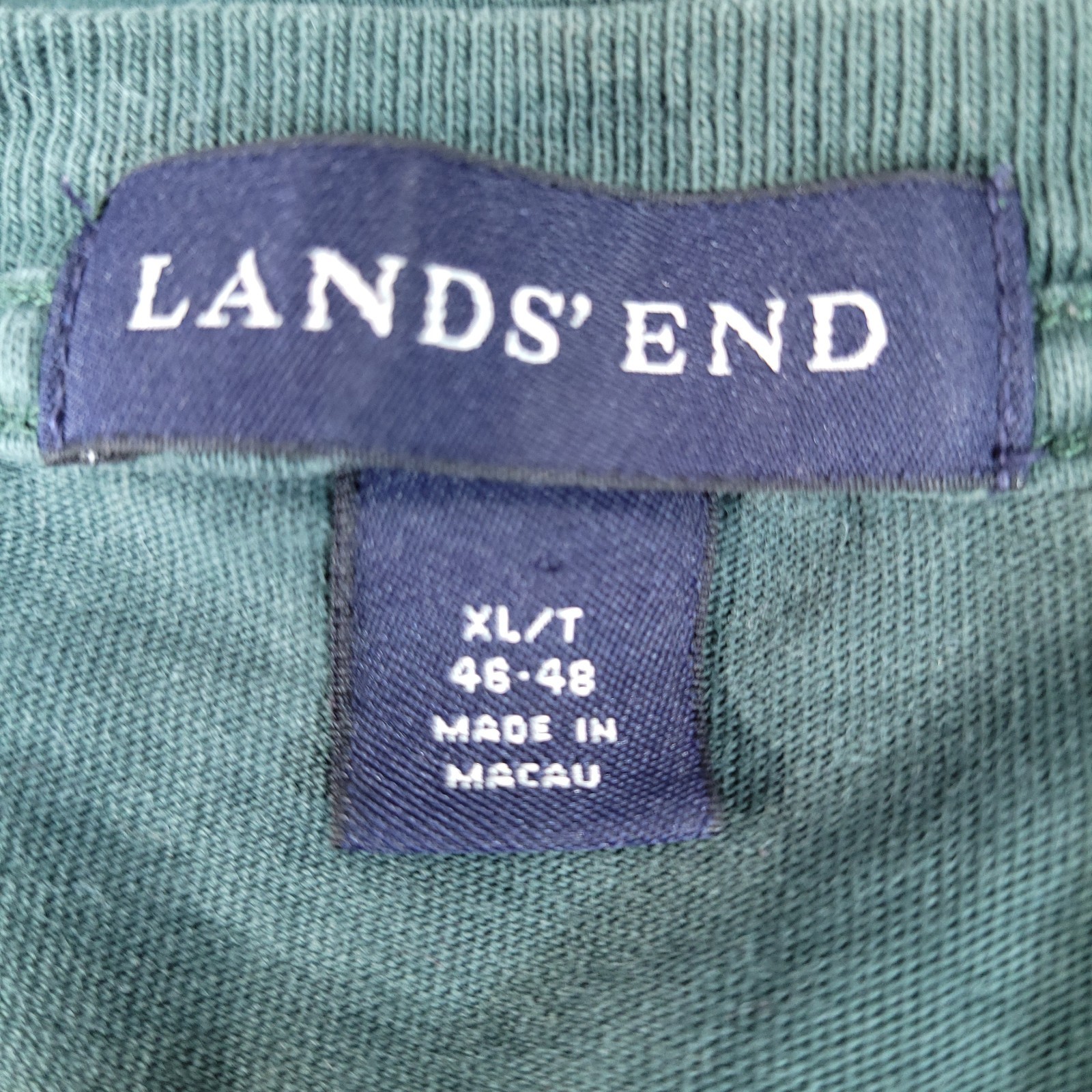 Lands’ End Men’s T-Shirt Green XL/T Cotton Crew Neck Machine Washable