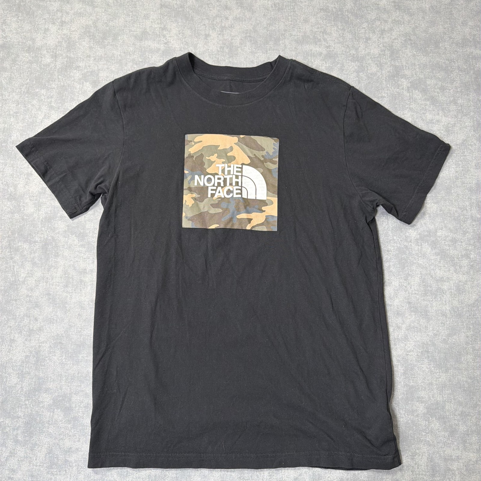 The North Face Shirt Mens L Black Camo Box Logo Graphic Tee Tagless Outdoor
