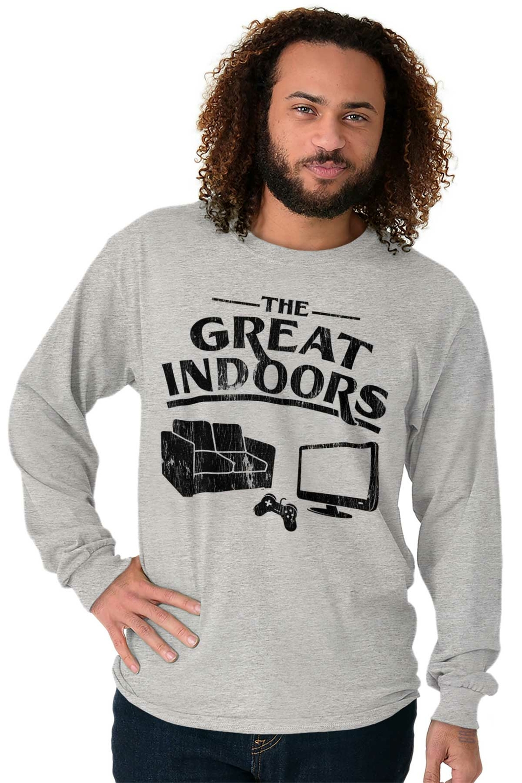 Funny Video Game The Great Indoors Introvert Long Sleeve T Shirts Tees For Men