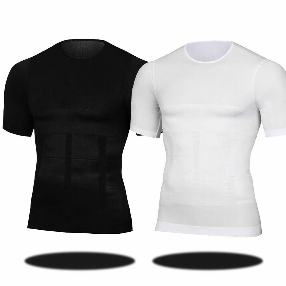 Men Slimming Body Shaper Gynecomastia T-shirt Posture Corrector Vest Compression