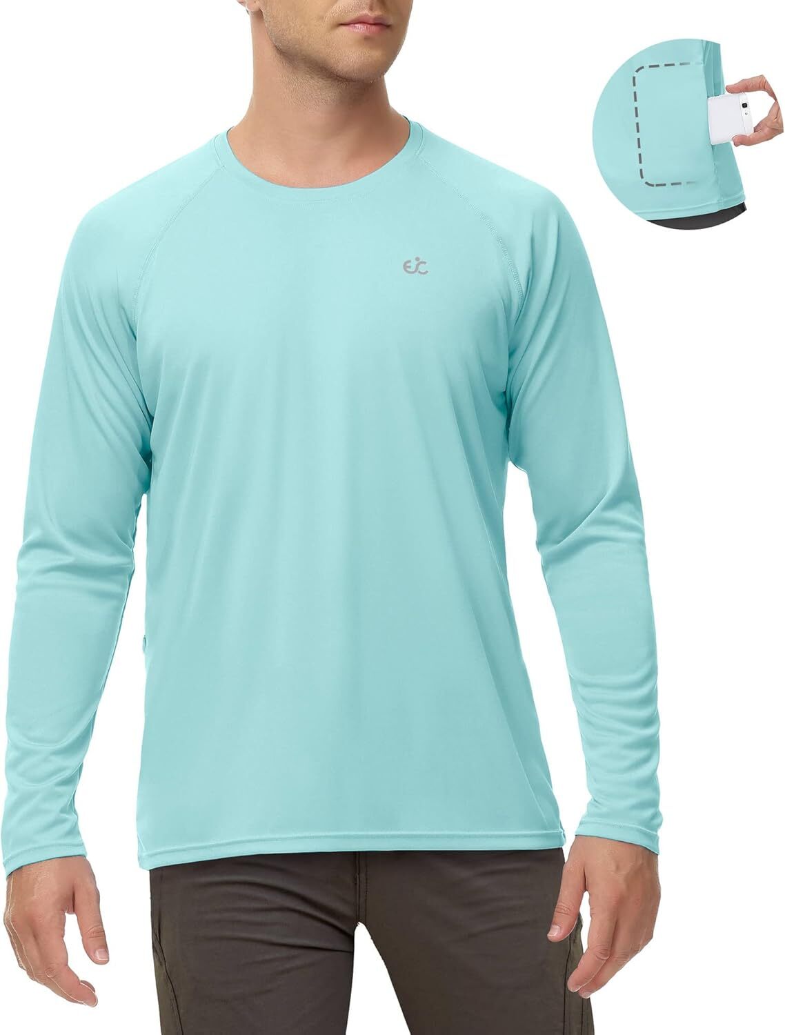 Men’s UPF 50+ Quick-Dry Rash Guard Long Sleeve Swim Fishing Shirt