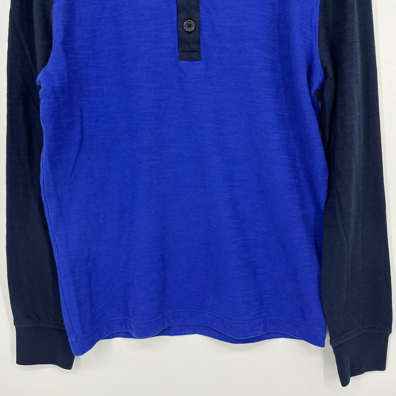 Banana Republic Mens Henley Shirt Colorblock Blue Navy Long Sleeve Cotton Size M