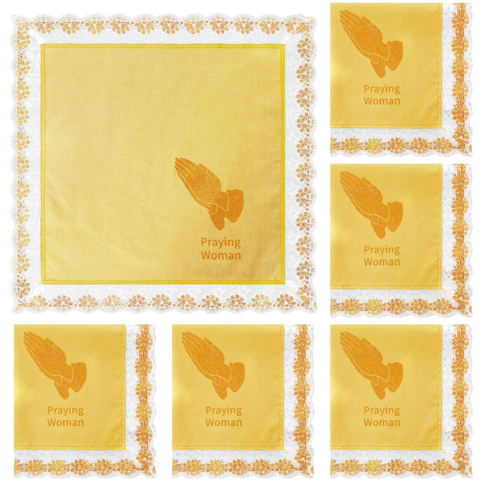 6 Pack 23” Lap Scarf for Women Church with Lace Christian Satin Handkerchief…