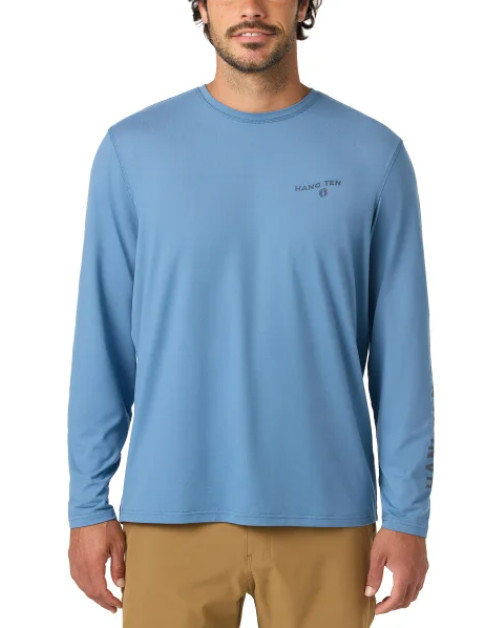 New Hang Ten Men’s Long Sleeve Sun Tee Shirt UPF 50+ Quick Dry Stretch NWT
