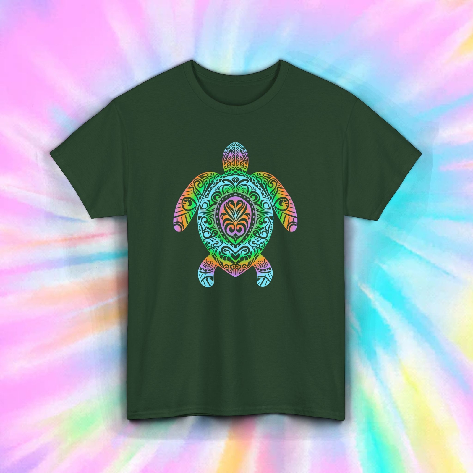 Colorful Turtle Mandala Shirt Tribal Sea Animal Hippie Beach Art Tee S-5XL