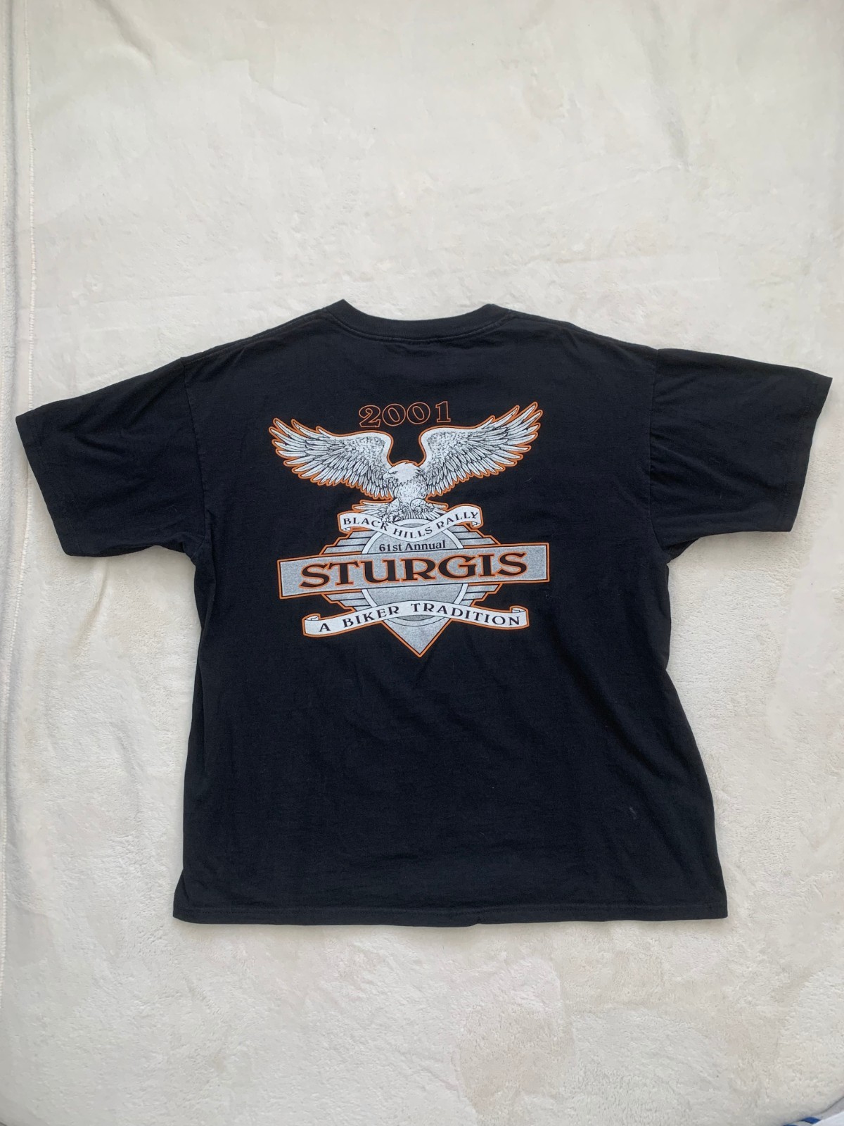 Vintage Sturgis Shirt Men XL Black Hills Rally 2001 Cotton Eagle Motorcycle Fire
