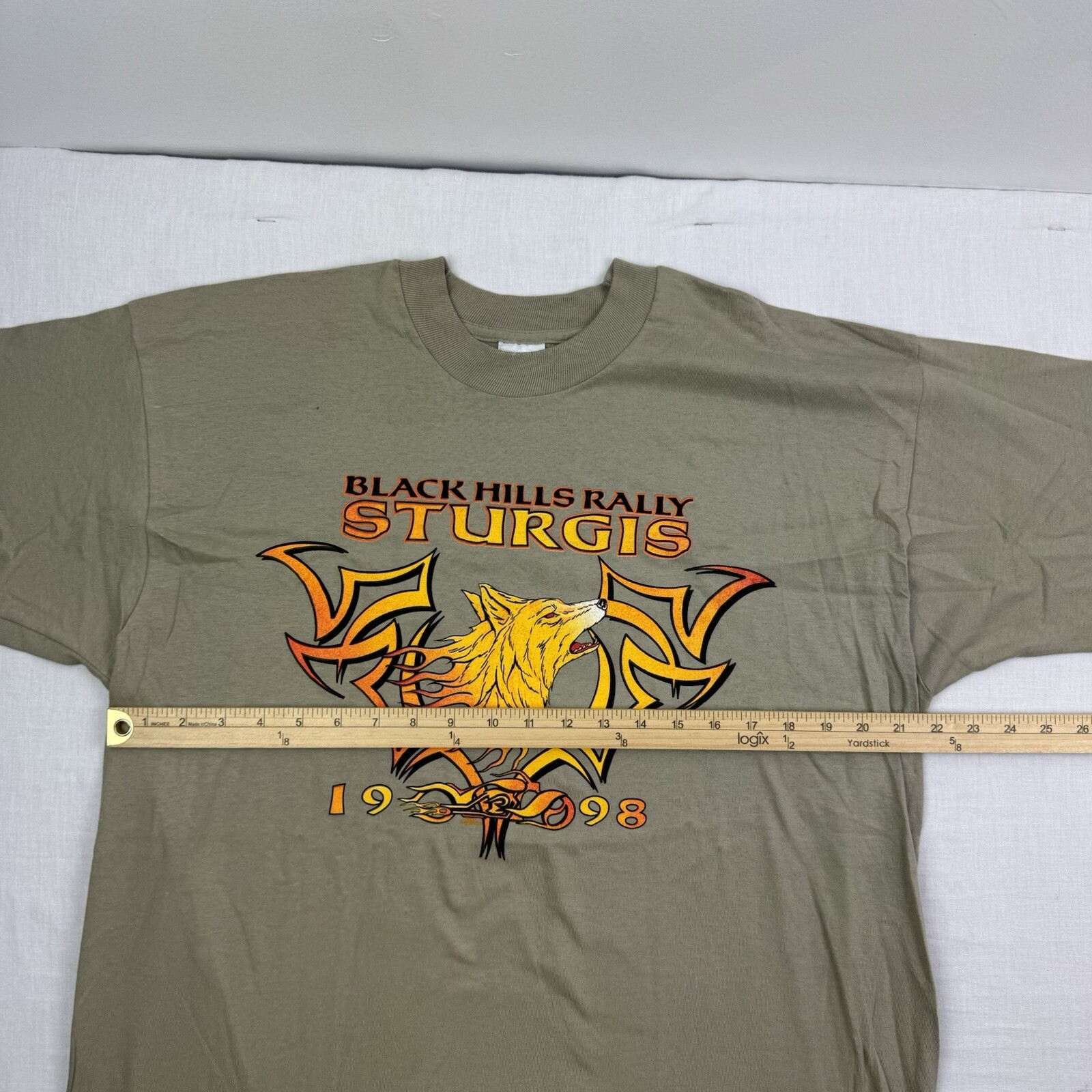Vintage Sturgis T Shirt Adult XL Tan Black Hills Biker Rally 1998 Motorcycle 90s