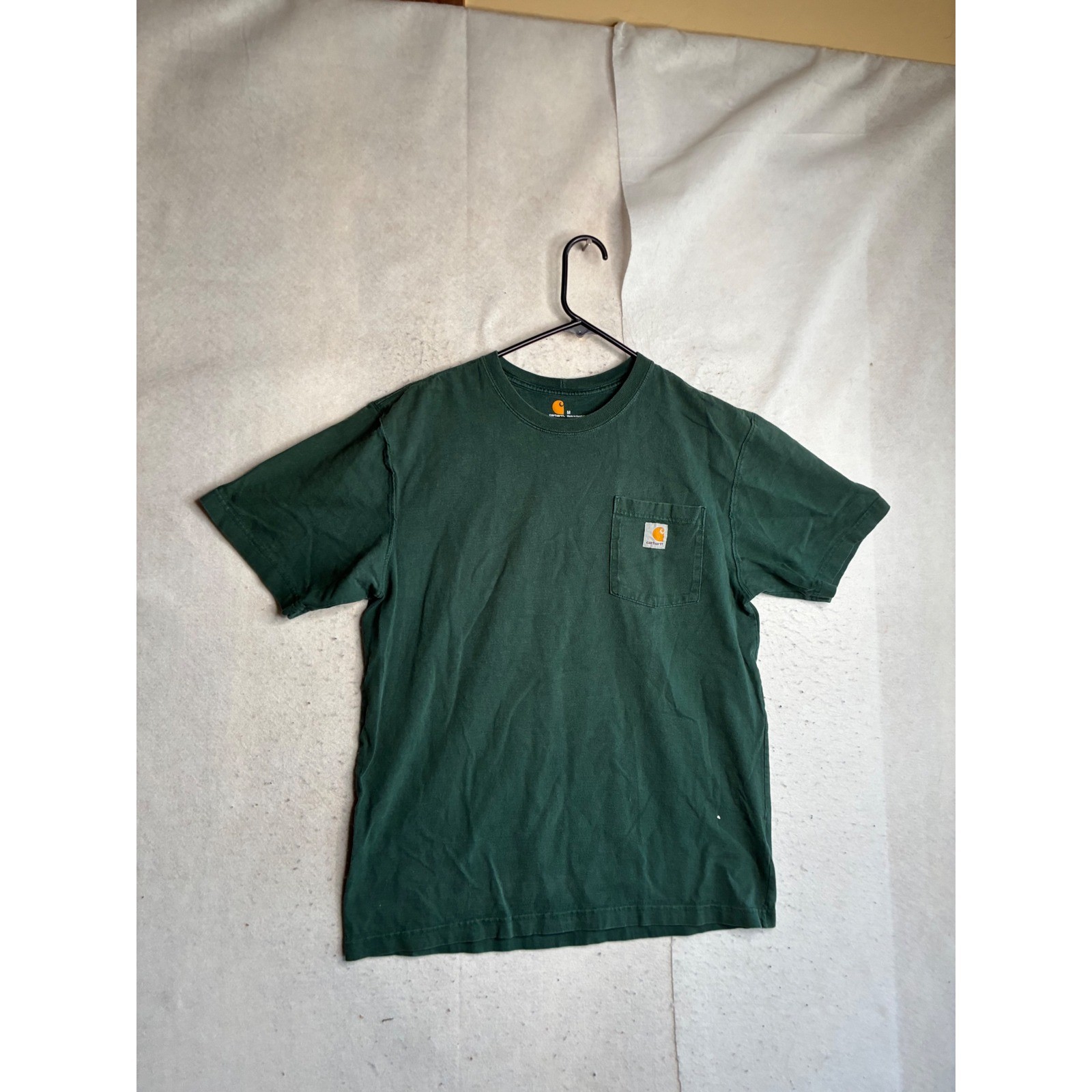 Carhartt Mens K87 Hunter Green Short Sleeve Pocket T-Shirt Original Fit Size M