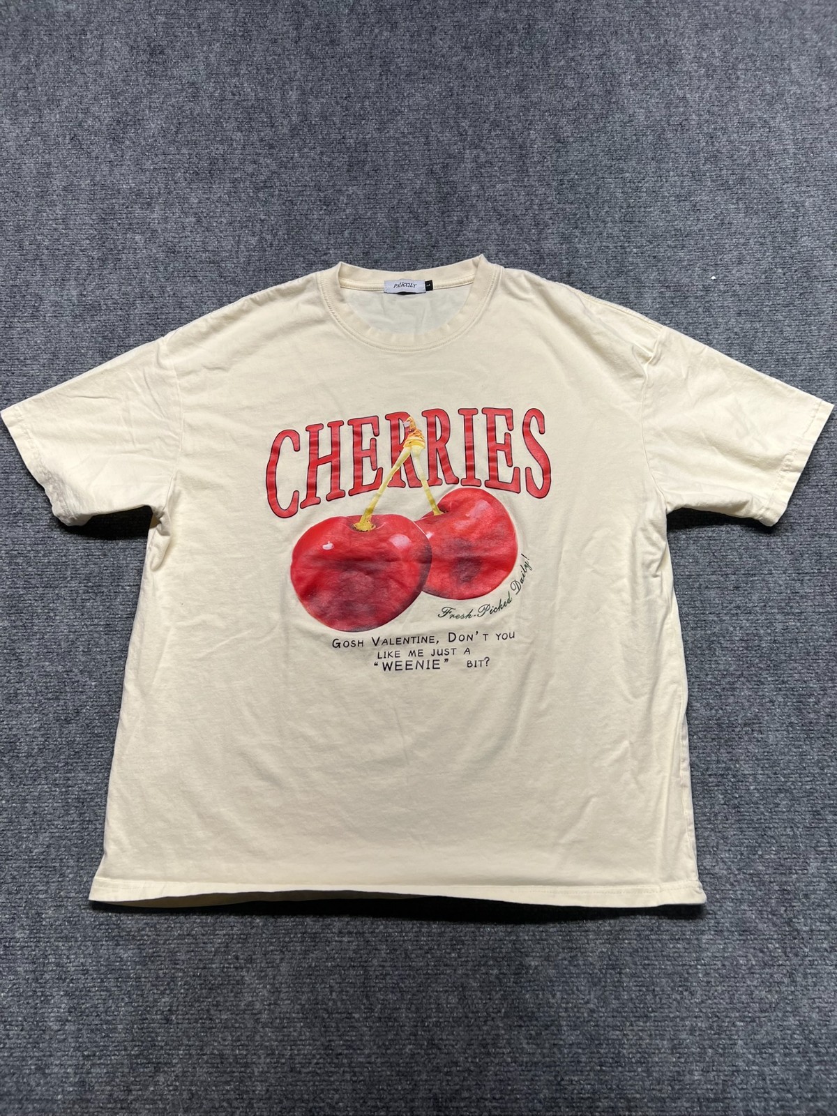 Pairxily Oversized Graphic Tees Vintage Cherry Fruit Shirt Large, Apricot