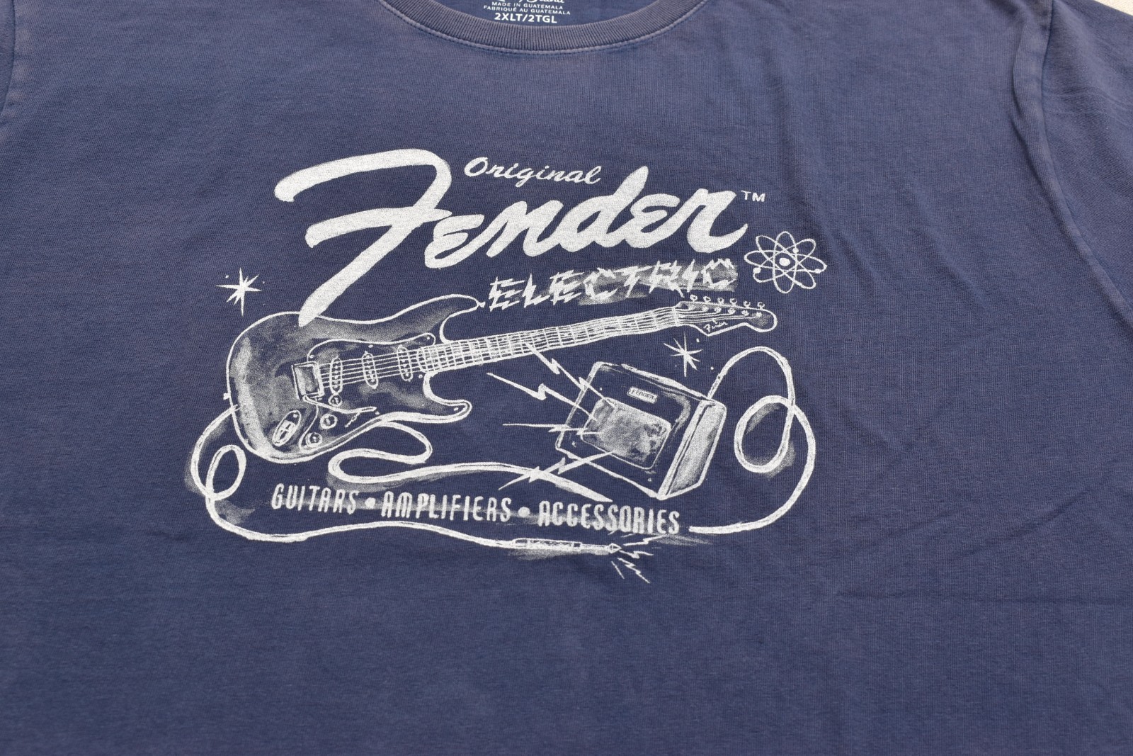 Lucky Brand Men’s Fender Electric Sunset Blue Short Sleeve Crew Neck Sz 2XLT NEW