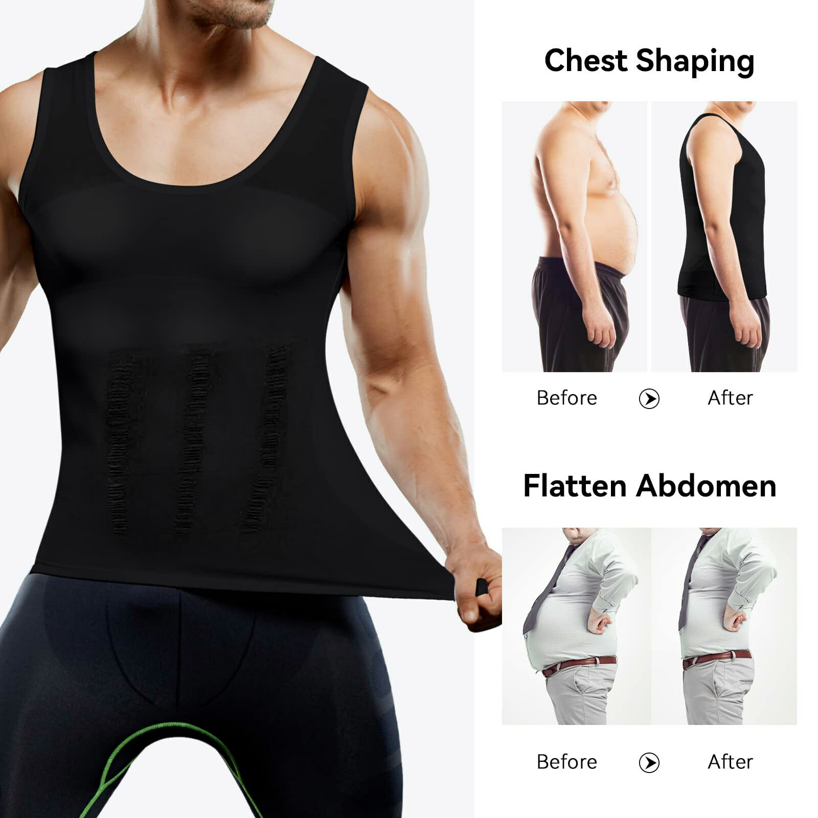 Men’s Fashion Compression T-Shirt Body Shaper Crew Neck Muscle Workout Tank Top