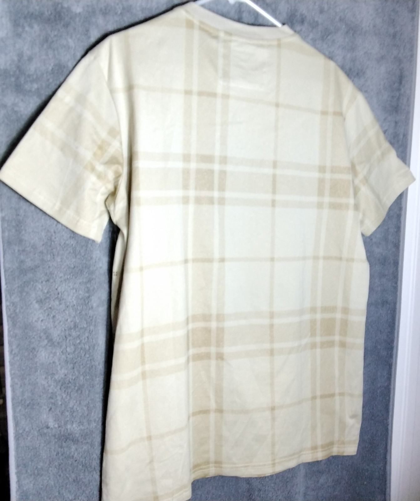 Platini Black Label Shirt Mens Size XL Beige Geometric Beaded Short Sleeve