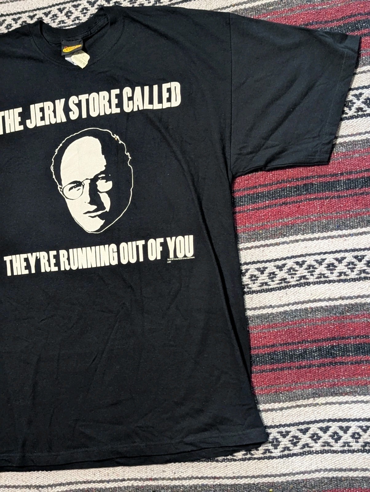 Vintage Seinfeld Jerk Store George Costanza Black Ripple Shirt Mens XL NEW
