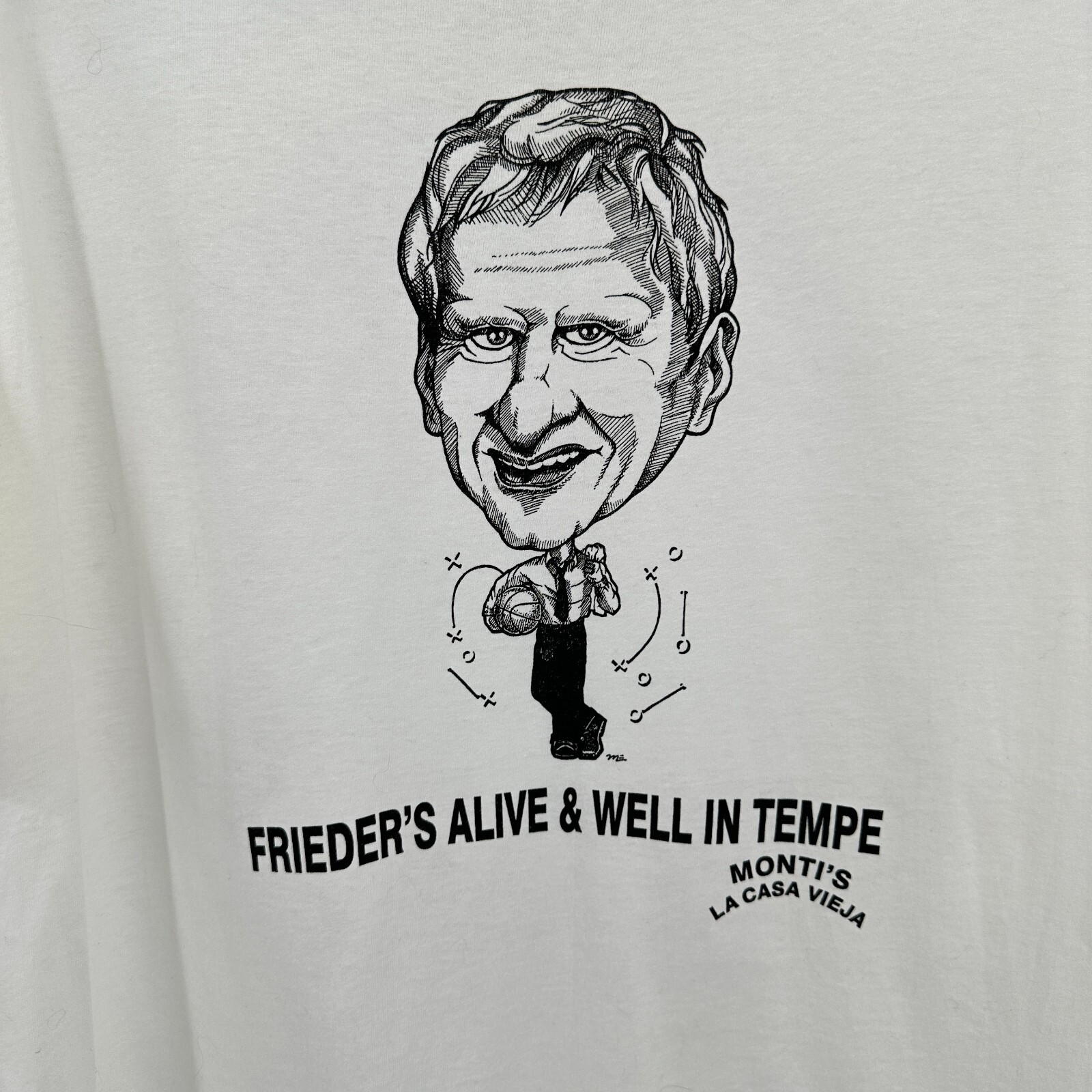 Vtg Tshirt Bill Frieder Coach ASU Monte’s La Casa Vieja Graphic Print Tempe XL