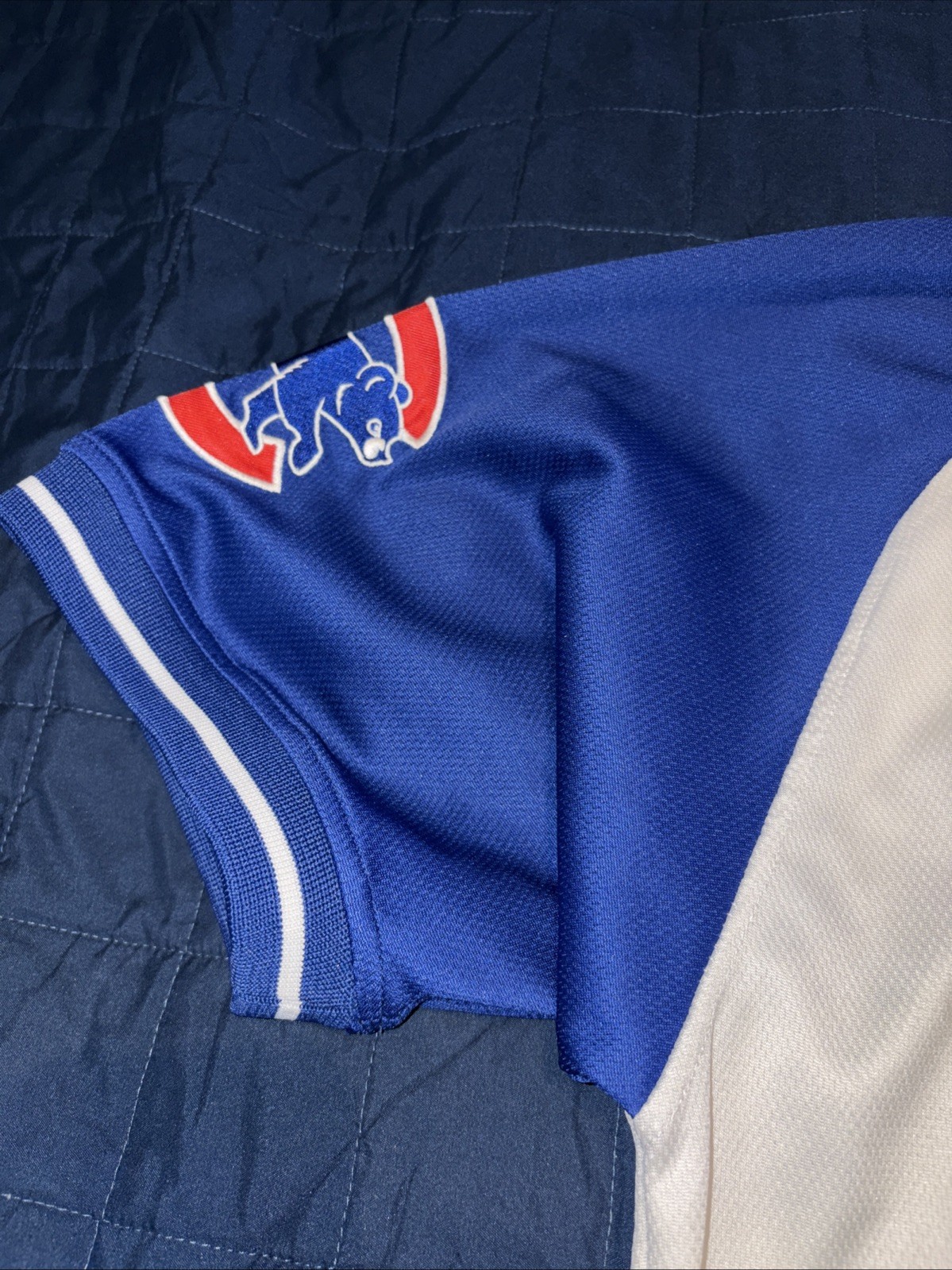 White Blue Chicago Cubs Stitches Baseball Shirt Jersey Men’s Medium Good Cond.