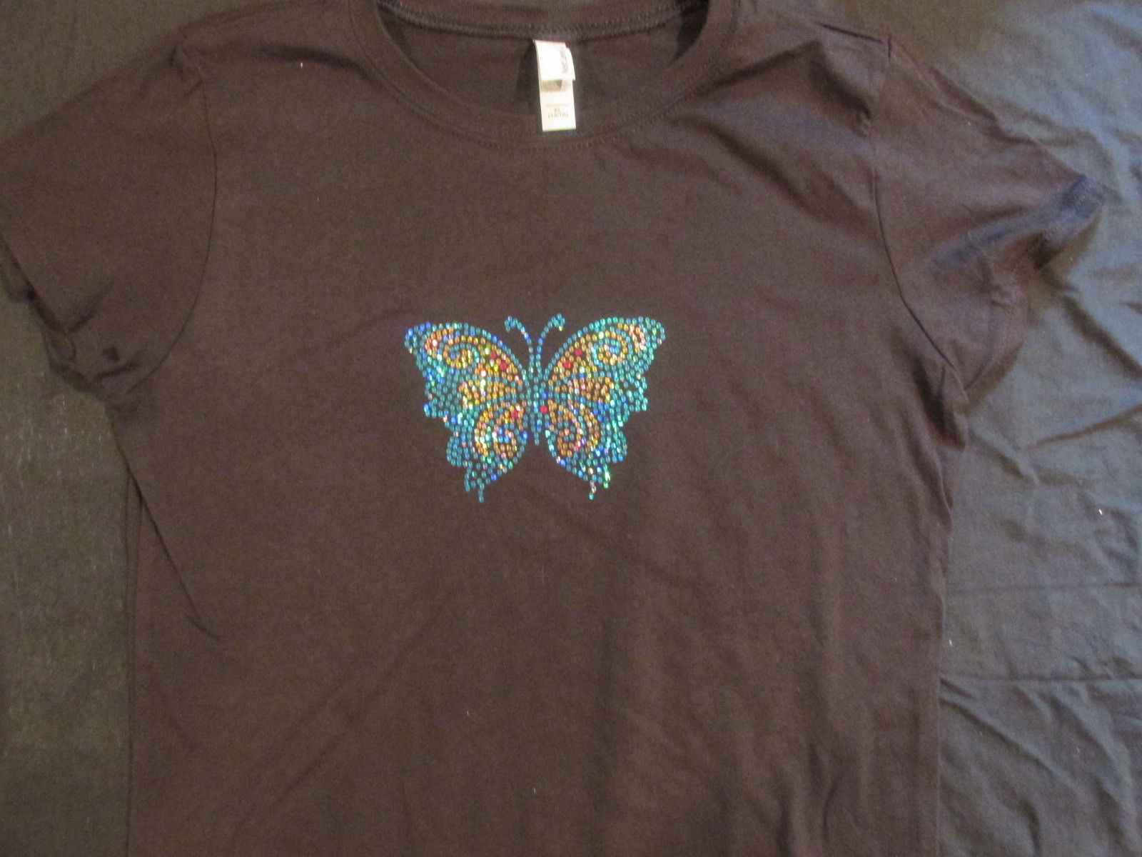 BUTTERFLY SEQUIN EMBELLISHED PRINCESS CUT GIRLS TSHIRTS